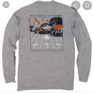 Southern Proper Tailgates and Touchdowns Gray Long Sleeve with Orange College M